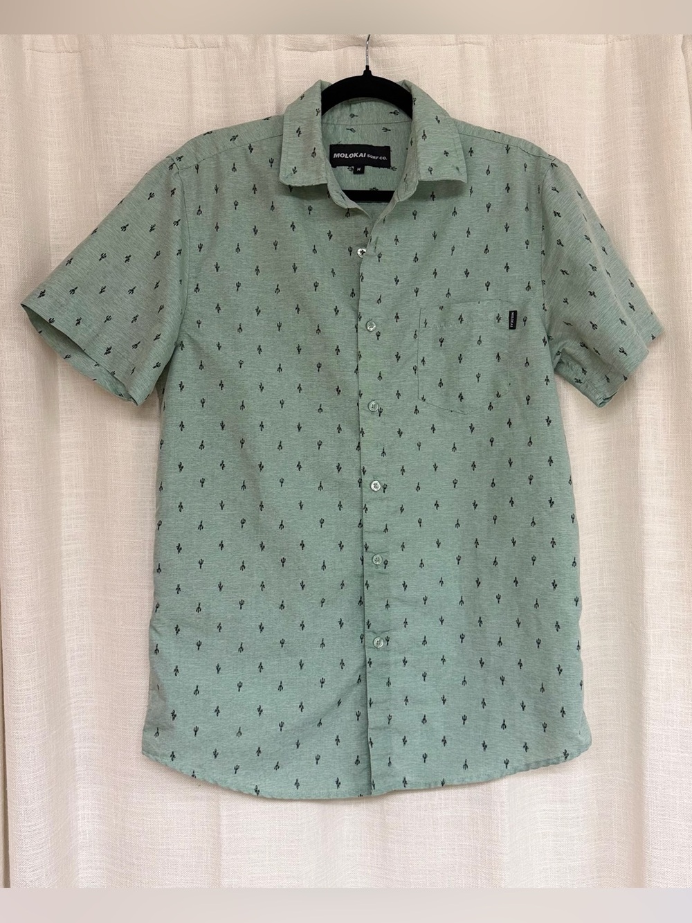 Molokai Surf Co Men’s Mint Green Short-Sleeve Button-Down Shirt